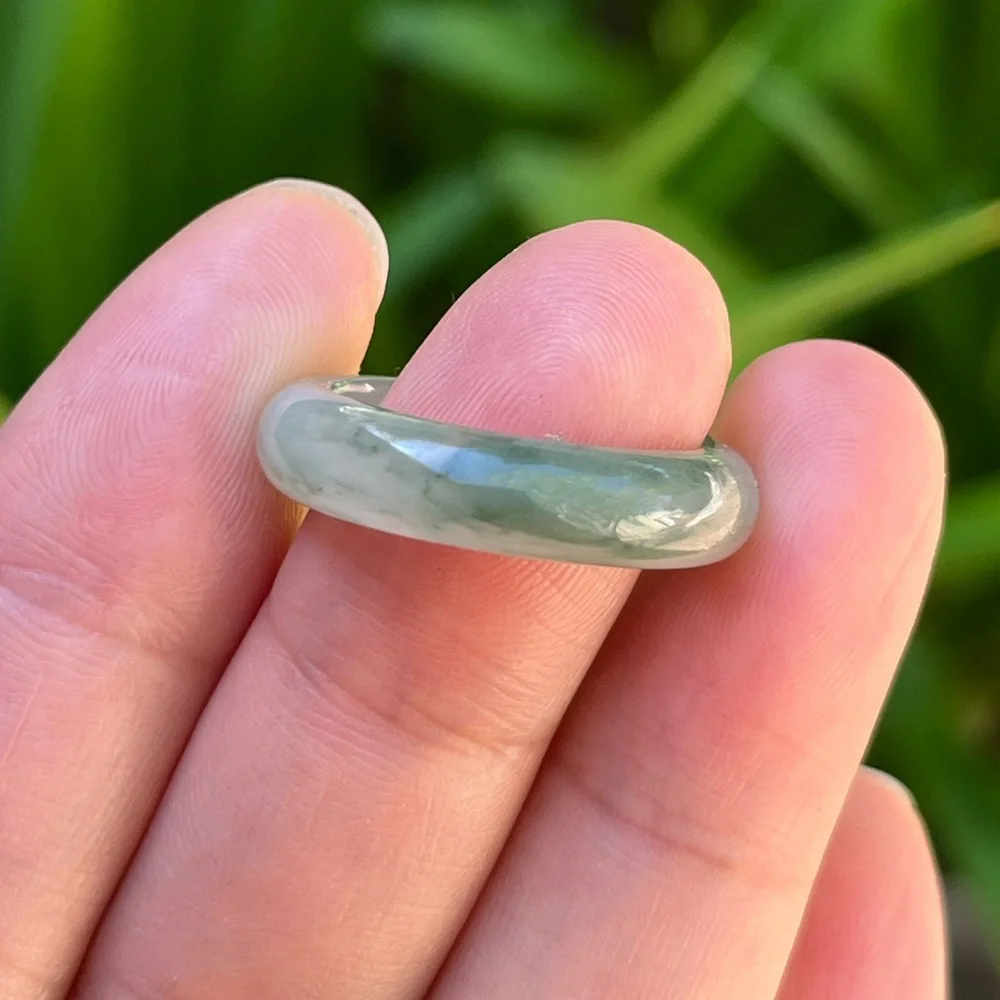 Size 7 green tianshan jade band‎ ring 0227